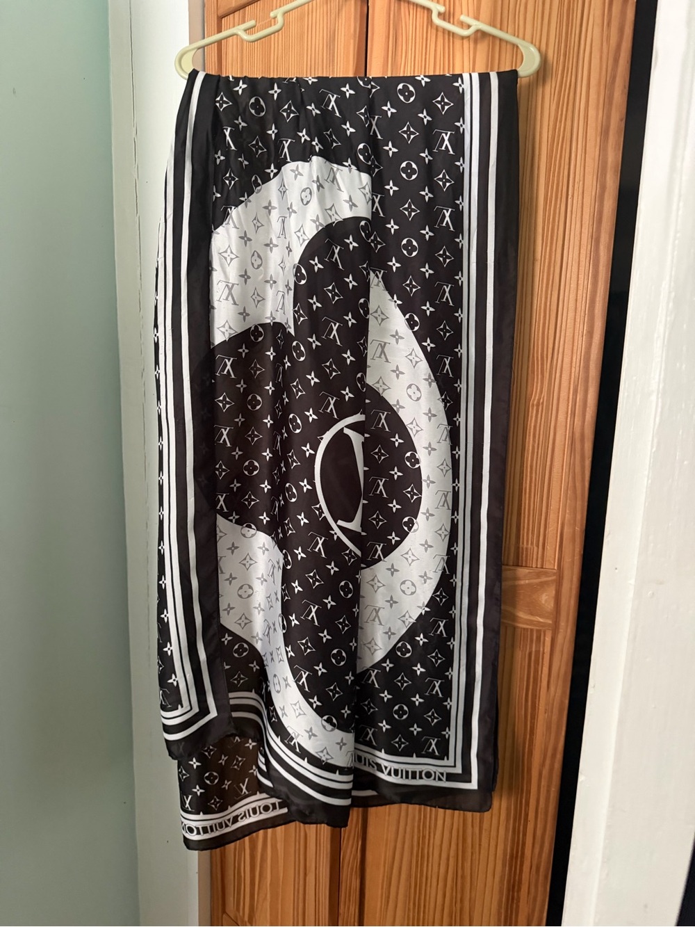 Black and White Monogram Silk Scarf - Louis Vuitton Style